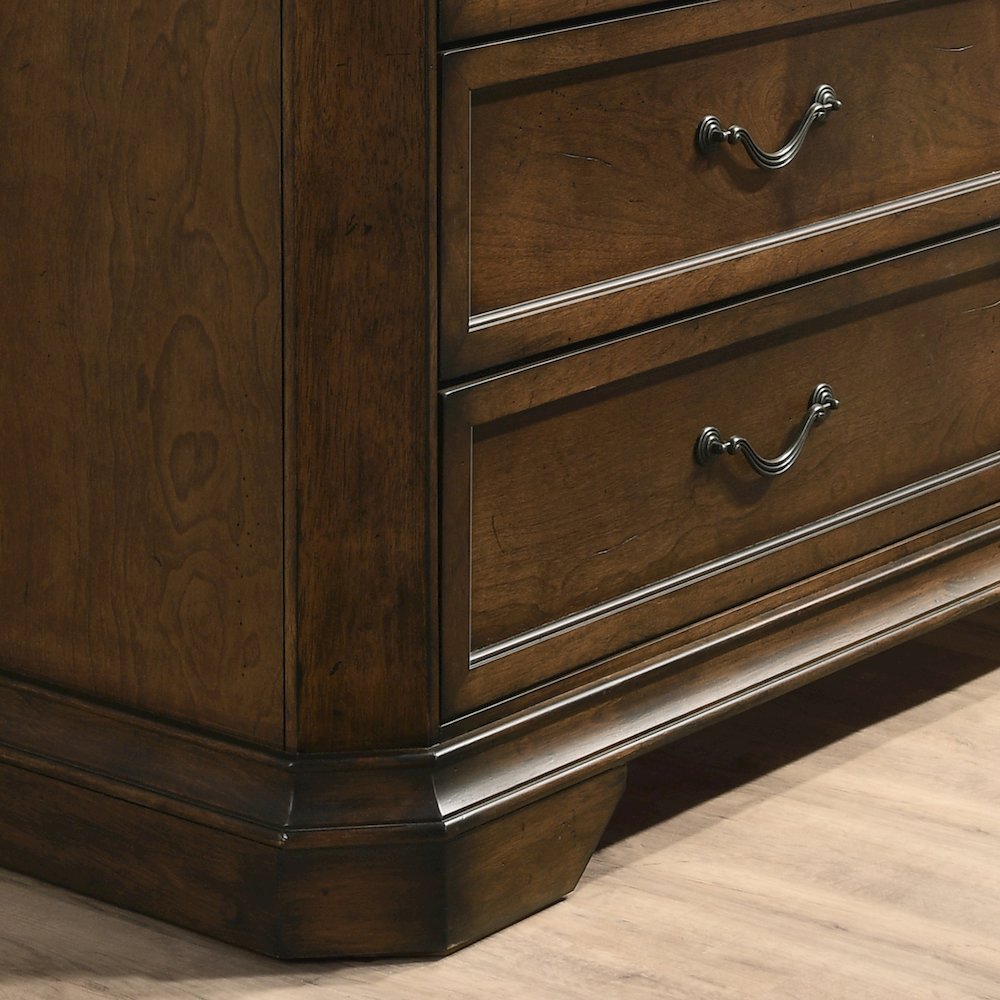 Maderne Traditional Wood 5-Drawer Chest, Antique Walnut Finish. Picture 4
