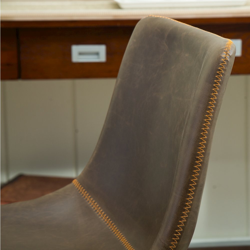 Lotusville Vintage PU Leather Barstools, Antique Brown, Set of 2. Picture 6