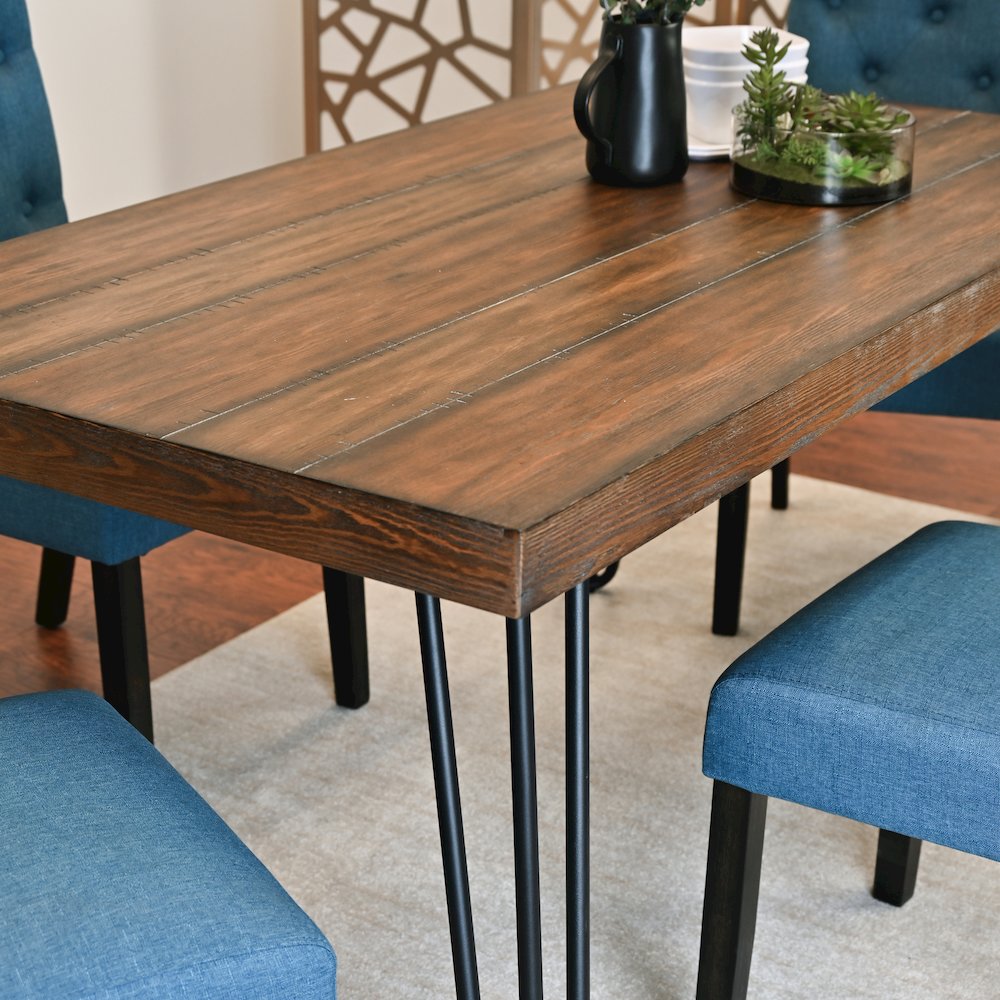 Ashford 5-Pc Dining Set, Hairpin Dining Table with 4 Chairs, Blue. Picture 7
