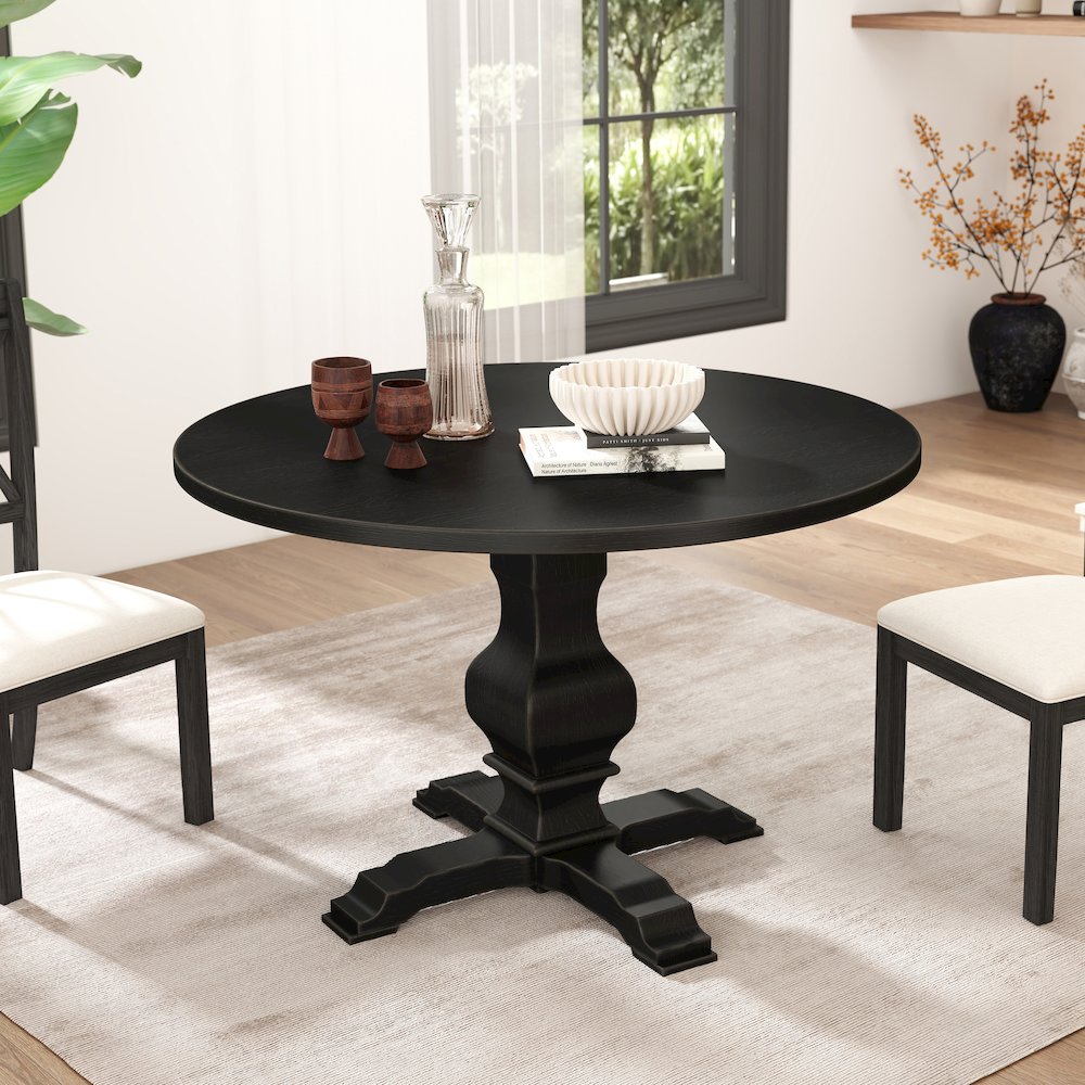 Havre Pedestal Base Round Dining Table. Picture 2