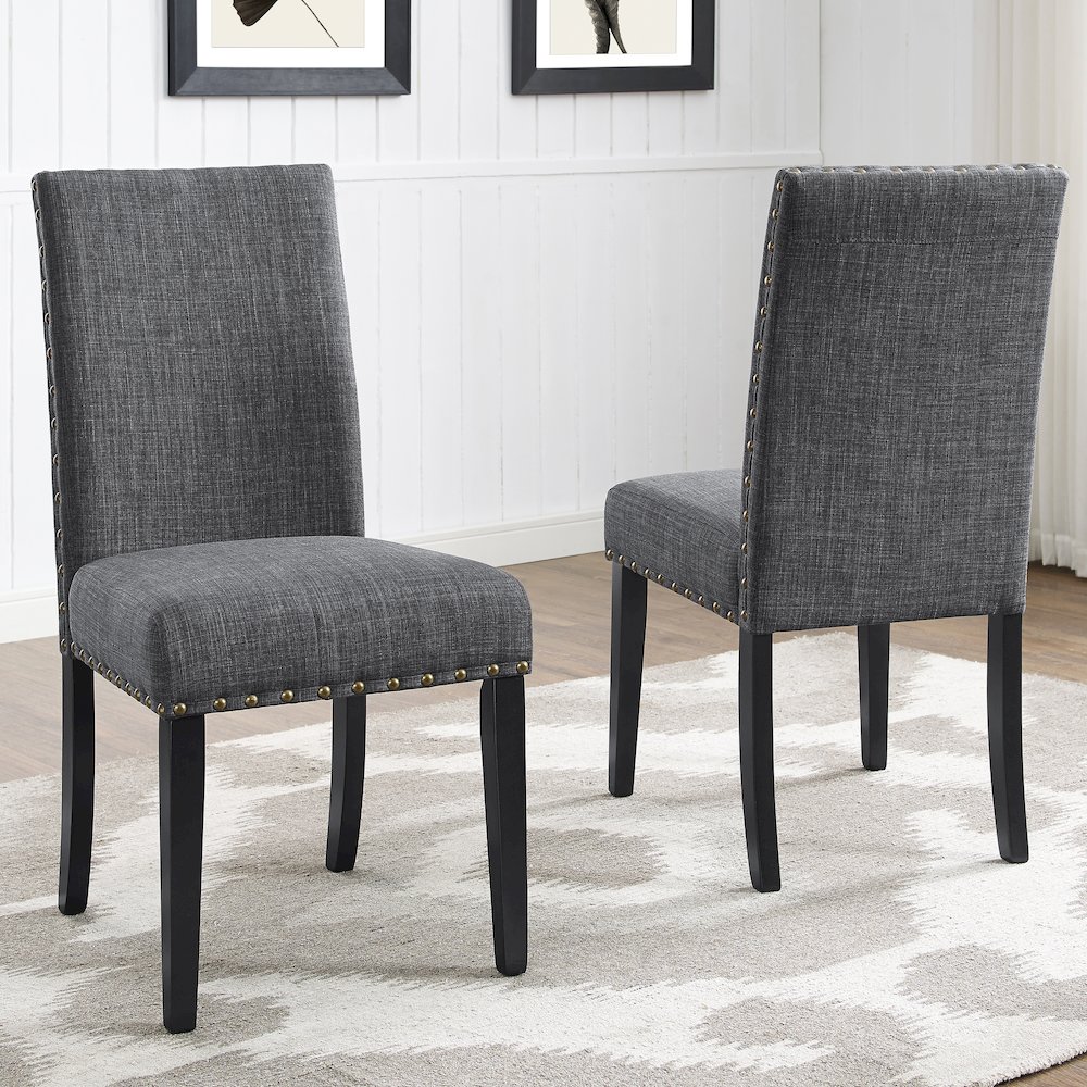 Nuevo 5-Piece Round Dining Set, Pedestal Dining Table with 4 Chairs, Gray. Picture 8