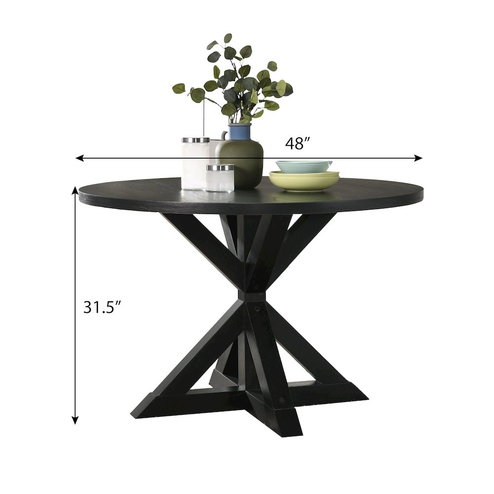 Windvale Cross-Buck Base Dining Table in Black. Picture 6