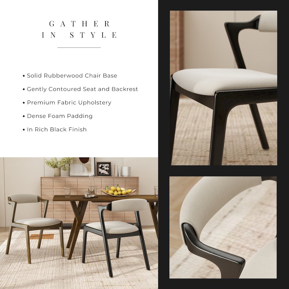 Modern 5-Piece Dining Set, Walnut Finished Dining Table with 4 Black Chairs. Picture 11