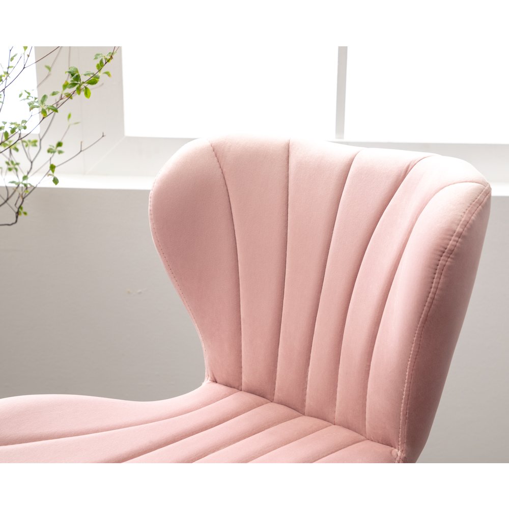 Ellston Upholstered Adjustable Swivel Barstools in Pink, Set of 2. Picture 7
