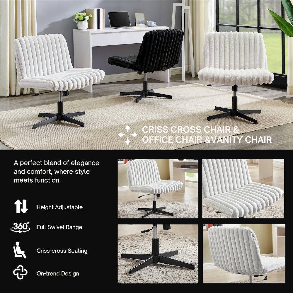 Blynn Adjustable Swivel Criss Cross Chair, Office Chair Vanity Chair. Picture 3