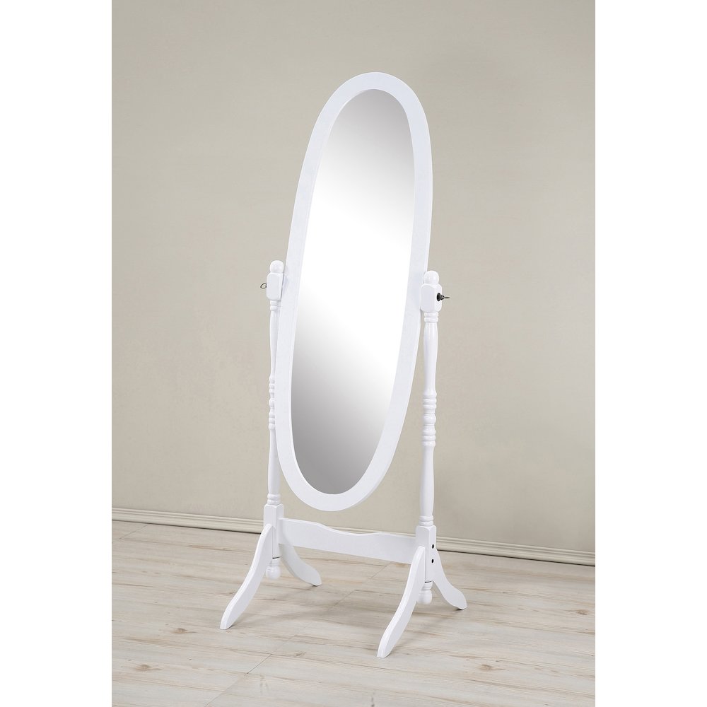 Audi Traditional Style Wood Cheval Floor Mirror, White. Picture 2