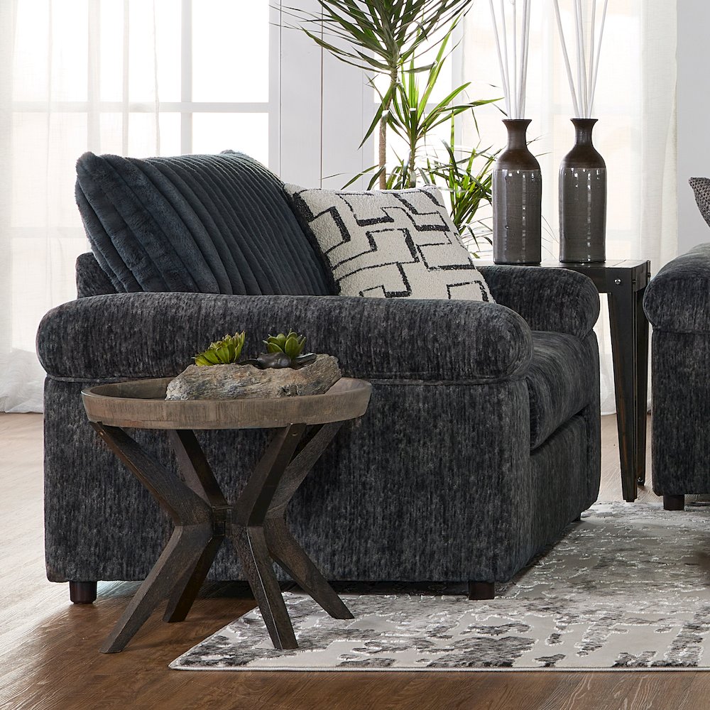 Nason Wide Wale Corduroy Sofa Chaise with Armchair, Charcoal. Picture 3
