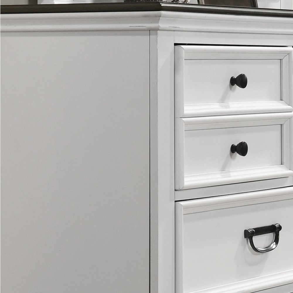 Clelane Wood 5-Drawer Chest, Weathered White and Gray. Picture 3