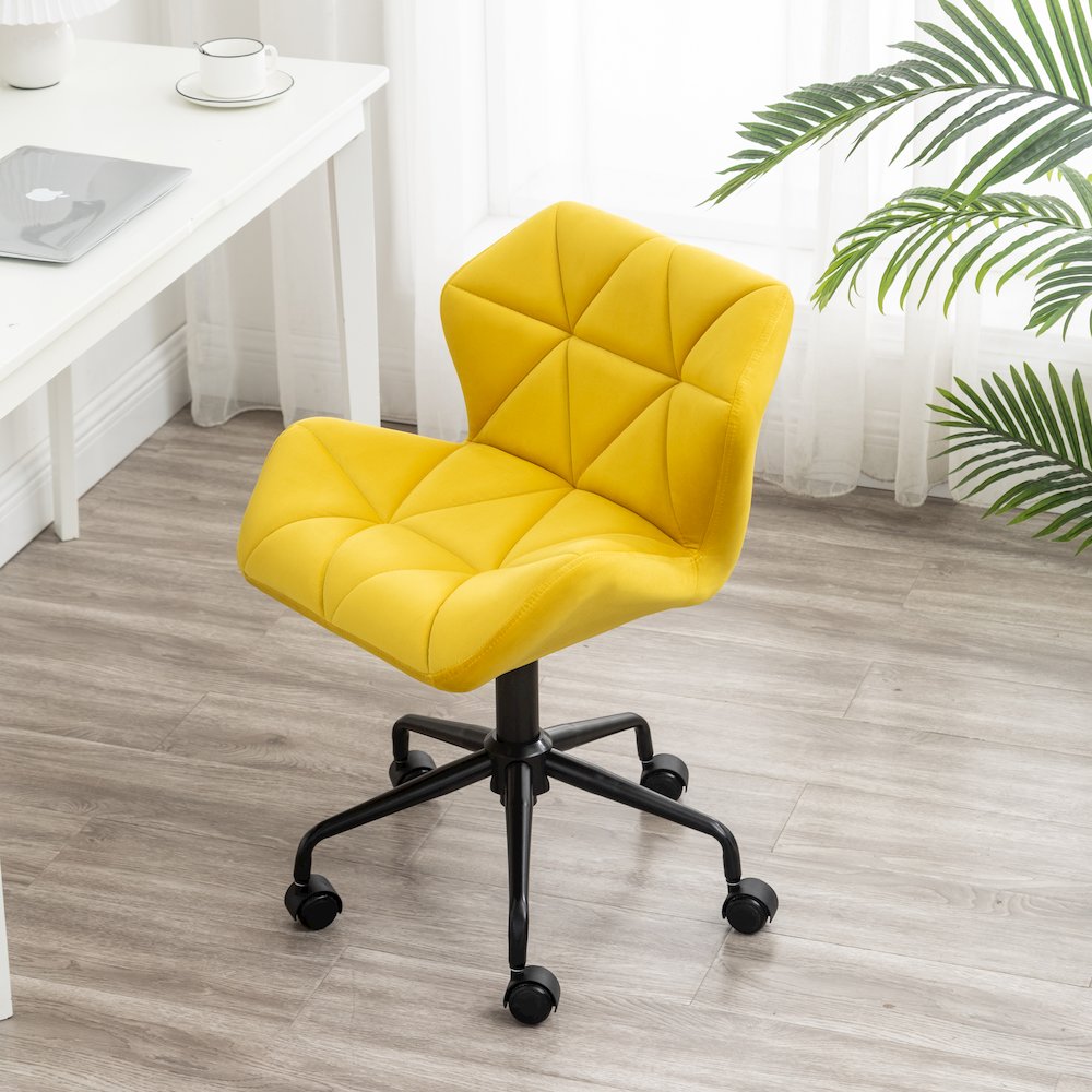 Eldon Diamond Tufted Adjustable Swivel Office Chair, Yellow. Picture 4