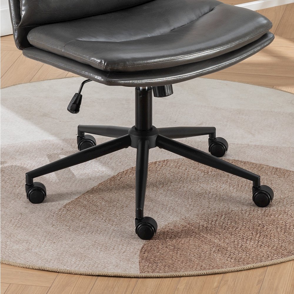 Bizerte Adjustable Swivel Criss Cross, Wide Seat Office or Vanity Chair, Gray. Picture 8