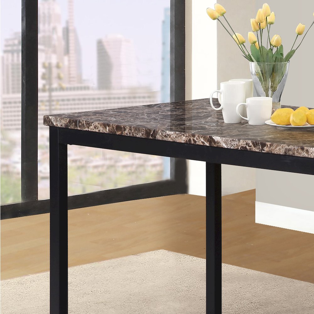Citico Metal Dining Table with Laminated Faux Marble Top. Picture 3