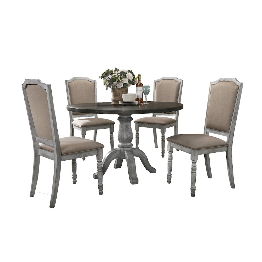 Iris Weathered White Wood 5-Pc Dining Set. Picture 1