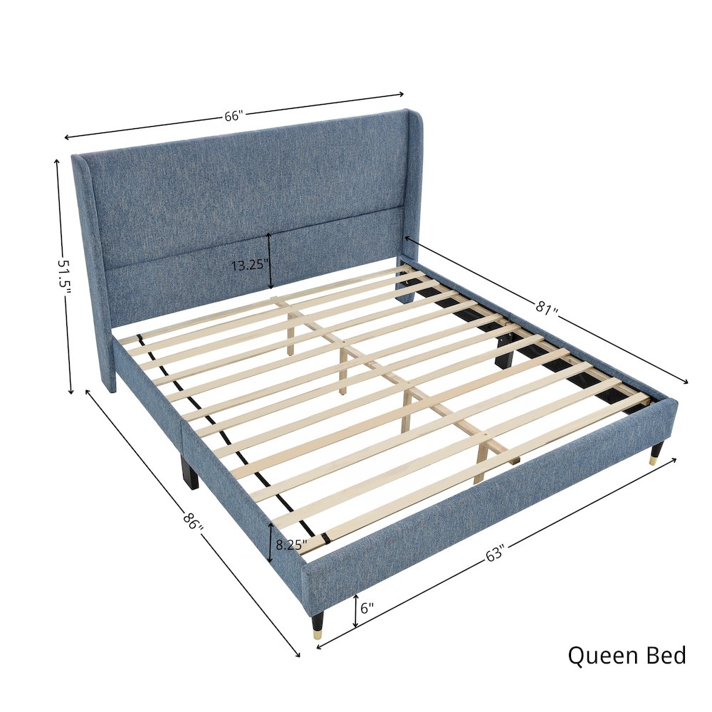 Rozitta Upholstered Wingback Platform Bed, Queen. Picture 3