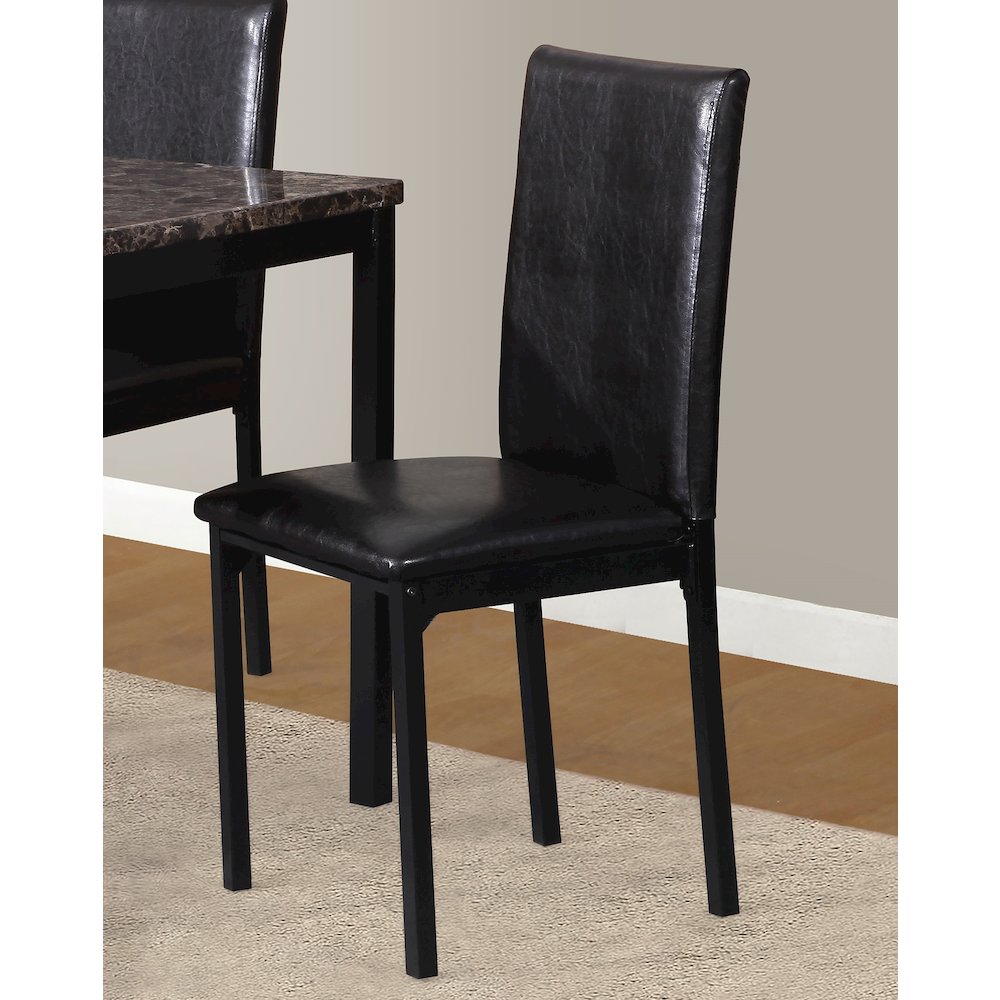 Noyes Faux Leather Seat Metal Frame Black Dining Chairs, Set of 4. Picture 3