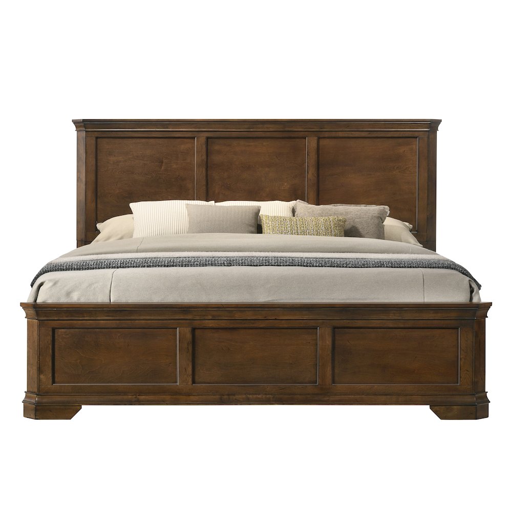 Maderne Traditional Wood Panel Bed, King, Antique Walnut Finish. Picture 3