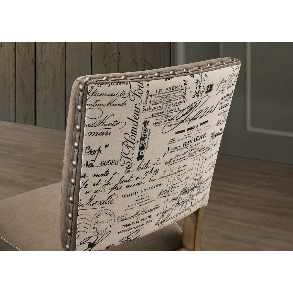 Birmingham Script Printed Driftwood Finish Counter Height Dining Chair, Set of 2. Picture 8