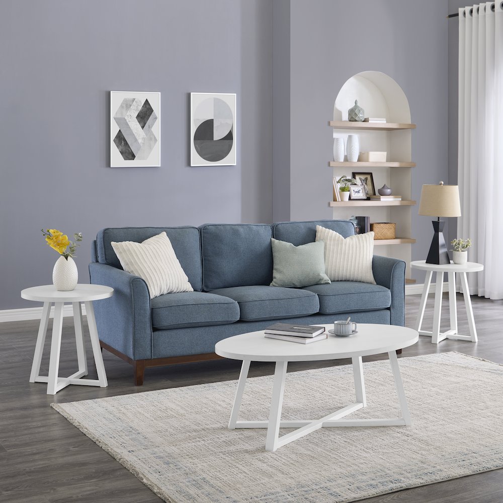 Modern Harmony 3-Piece Wood Oval Coffee Table Set. Picture 6