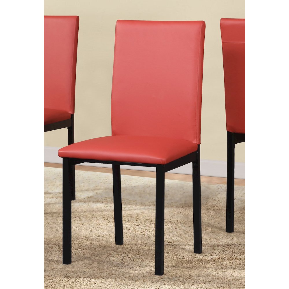 Noyes Faux Leather Seat Metal Frame Red Dining Chairs , Set of 4. Picture 3