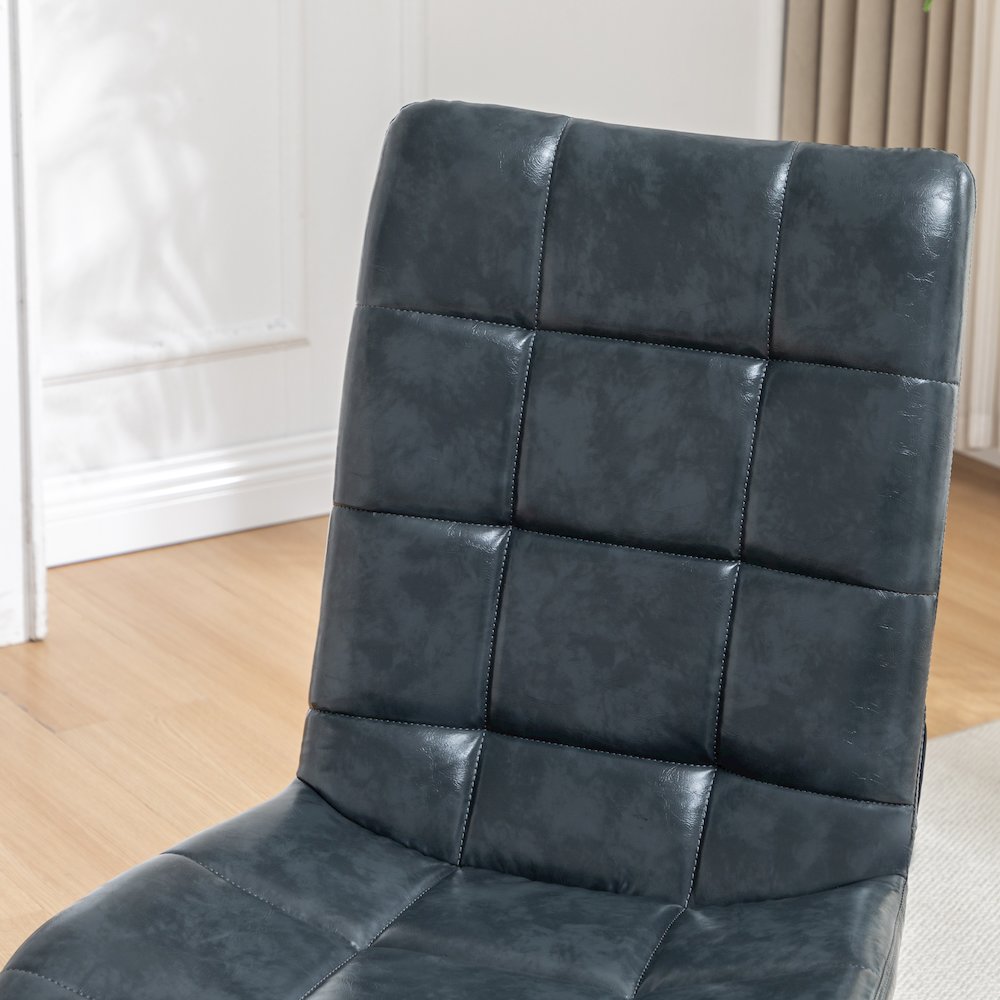 Arlena Faux Leather Tufted Swivel Accent Chair, Blue. Picture 10