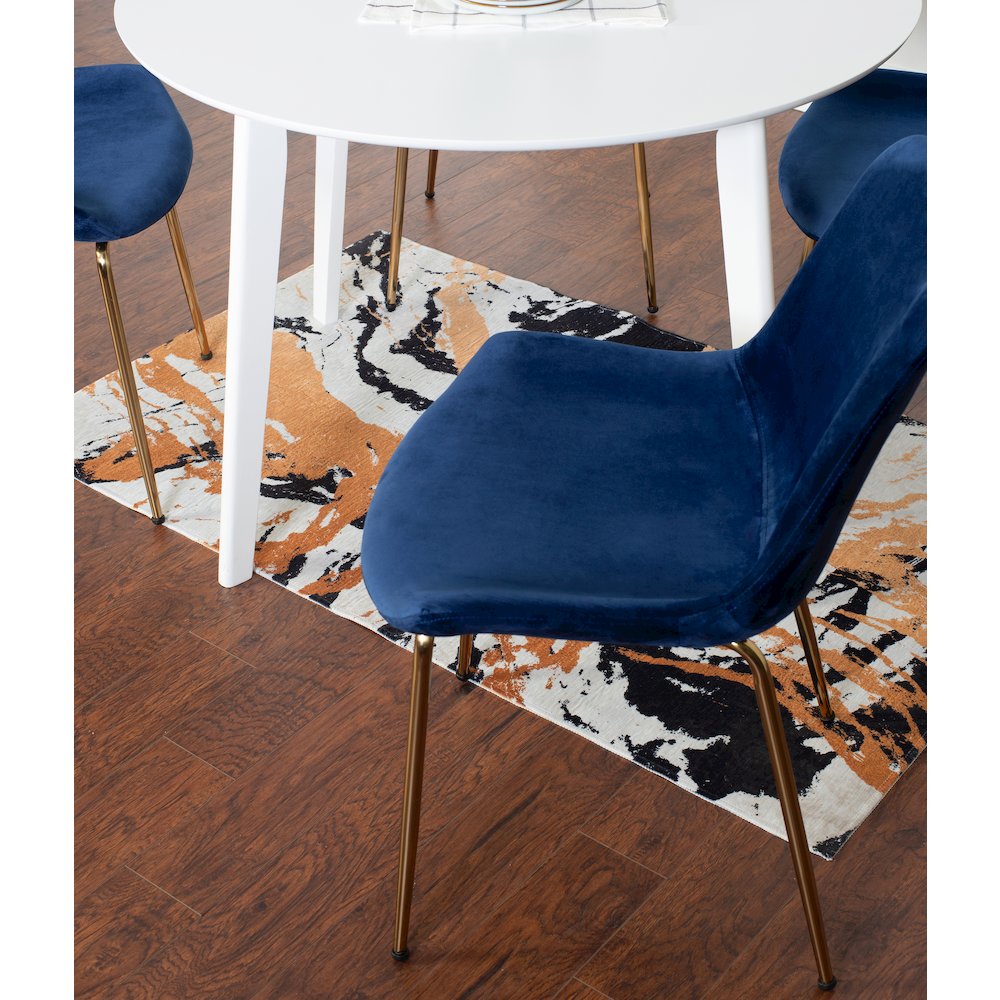 Aufurr 3-Pc Dining Set, White Round Dining Table with 2 Chairs, Blue. Picture 3
