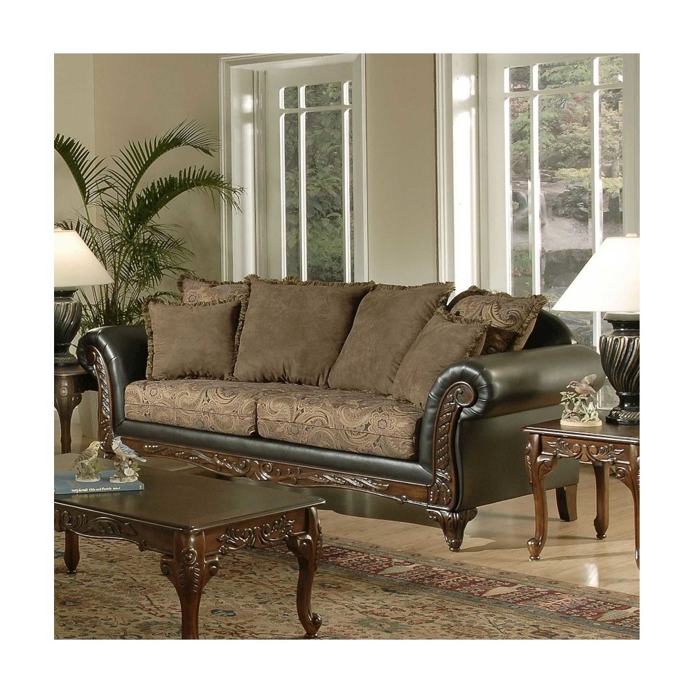San Marino 2-Tone Chocolate Microfiber Sofa, Made in USA. Picture 2