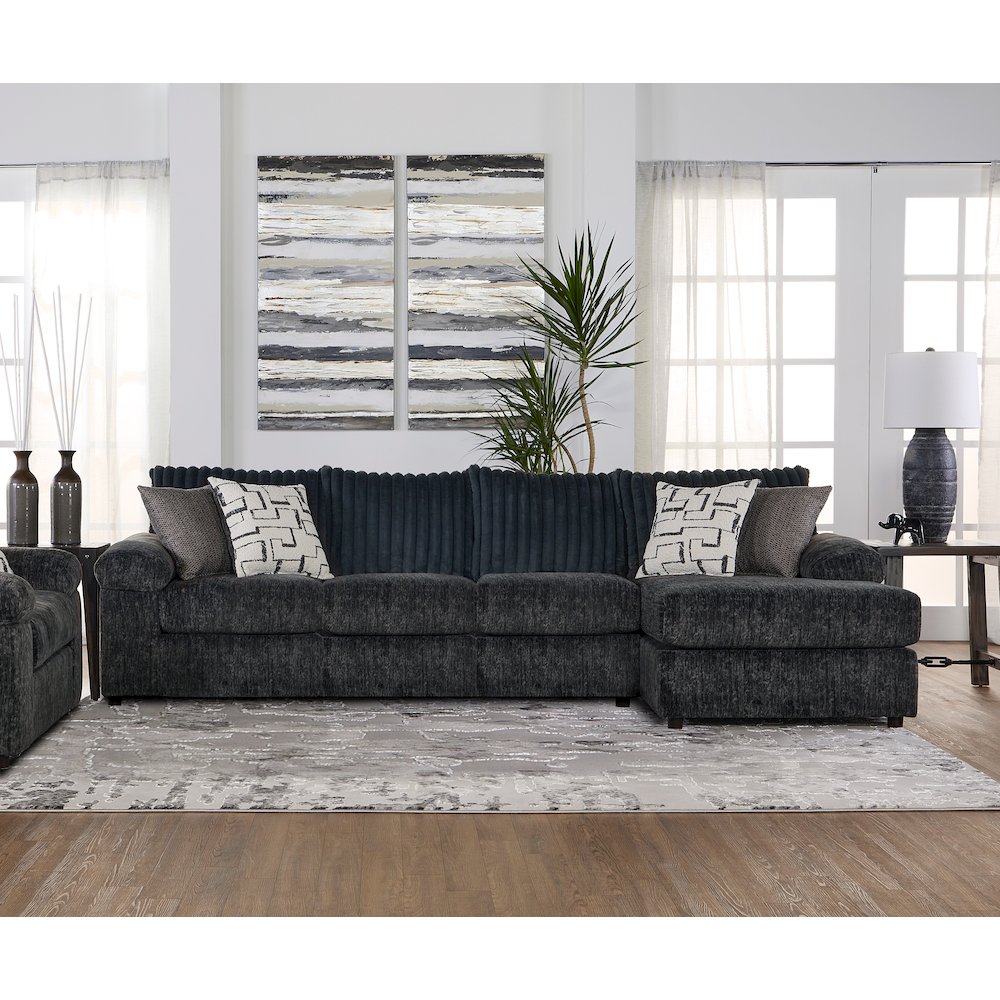 Nason Wide Wale Corduroy Sofa Chaise, Charcoal. Picture 2