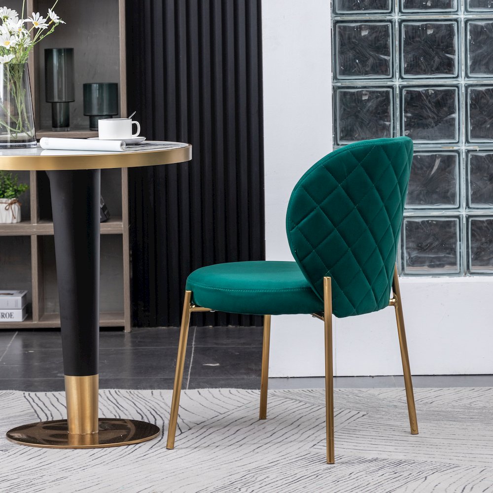 Amoa Contemporary Velvet Upholstery Dining Chair, Green, Set of 2. Picture 5