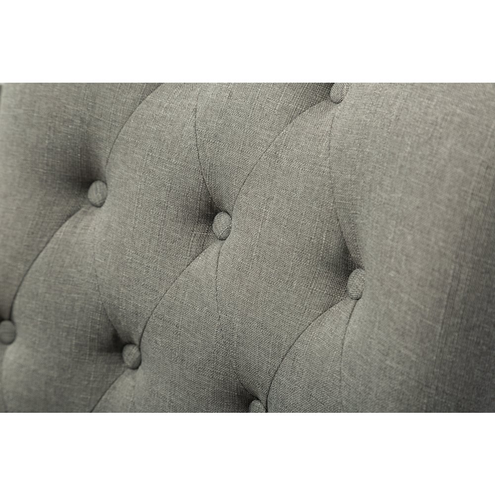 Luna Gray Button Tufted Solid Wood Wingback Chairs with Nail Heads Set of 2. Picture 8