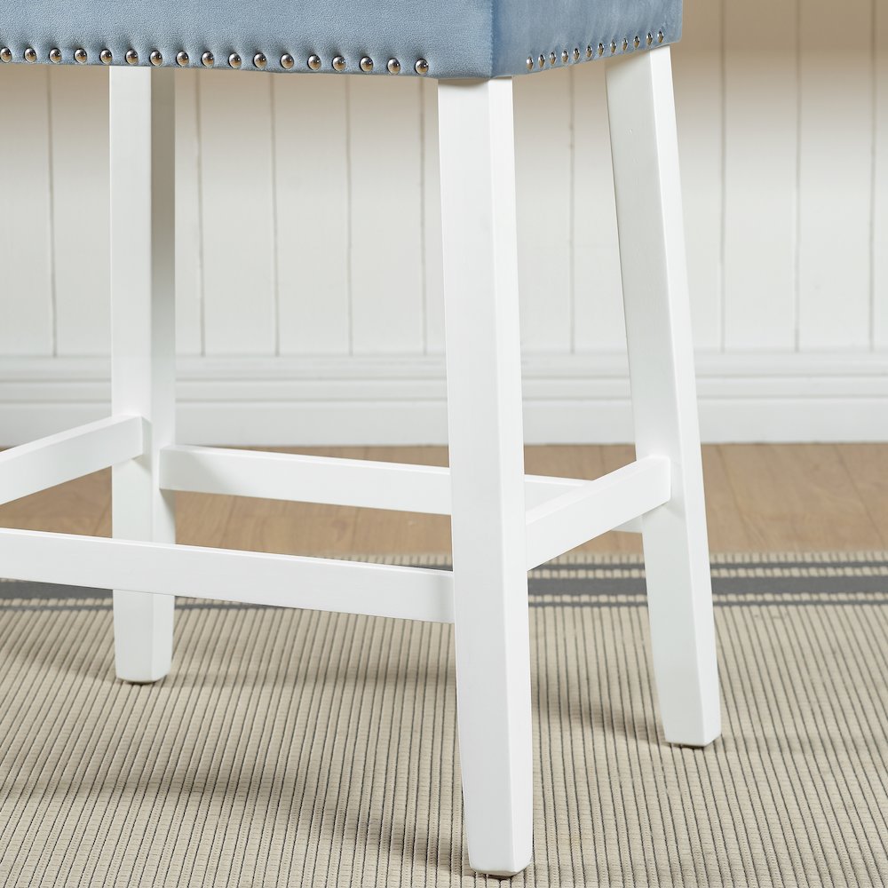 Morovo Velvet Counter Height Stools Saddle Seats, Set of 2, Blue. Picture 5