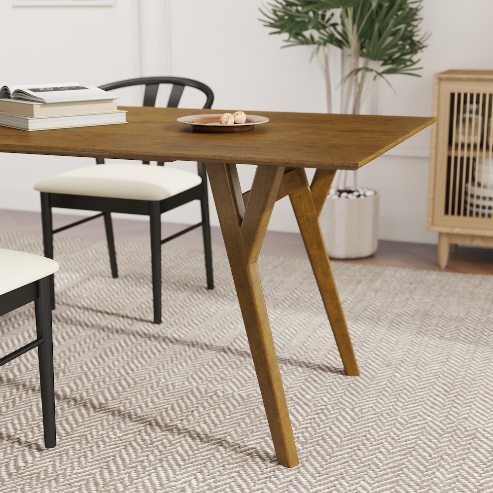 5-Piece Dining Set, Dining Table with 2 Walnut and 2 Black Wishbone Chairs. Picture 13