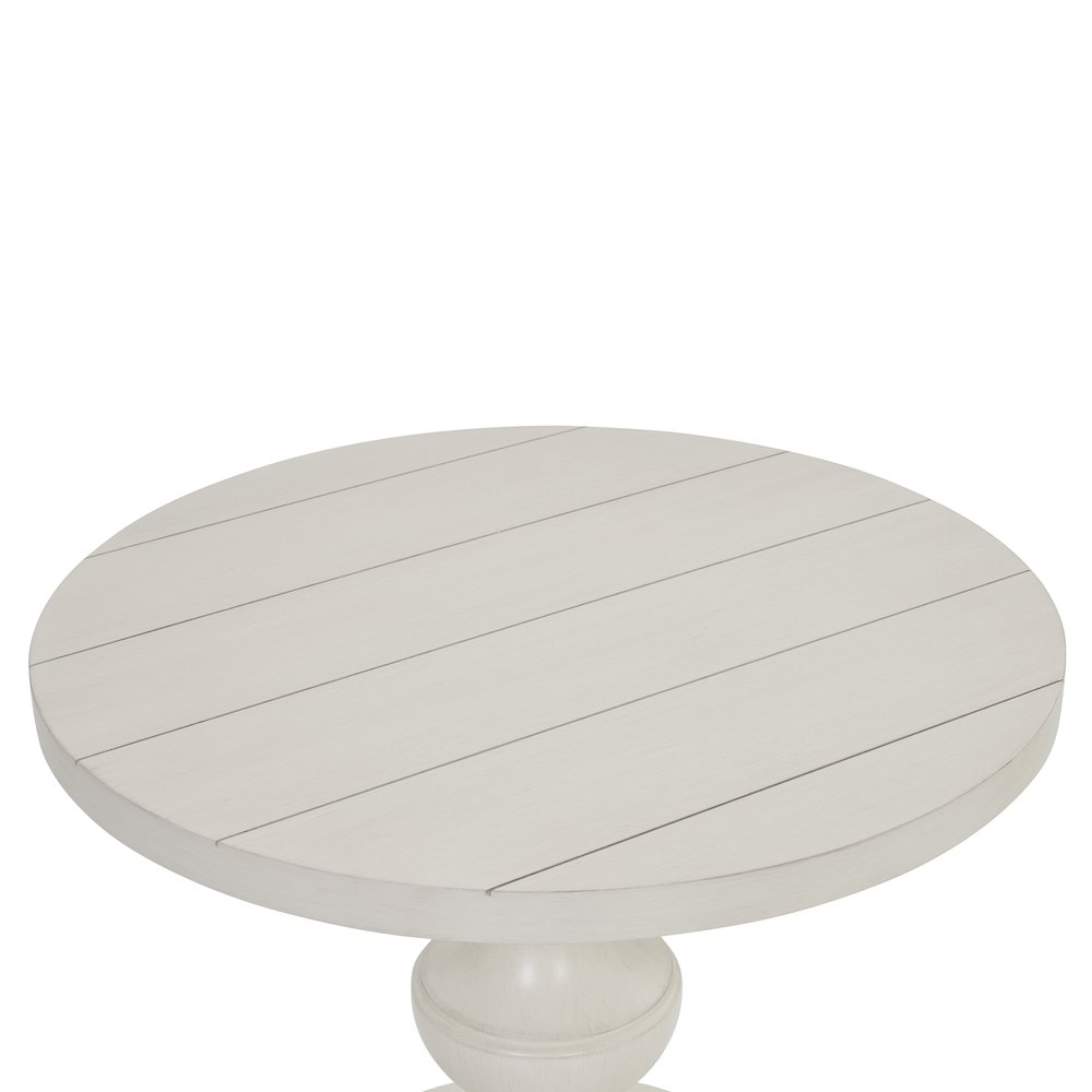 Caesar Traditional Round Pedestal End Table, White. Picture 6