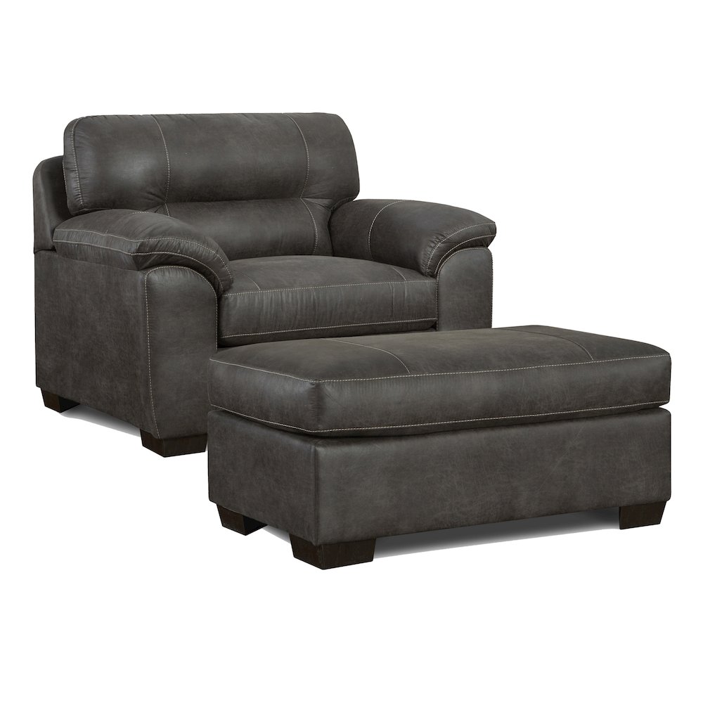 Tirana Contemporary Fabric Pillow-top Arm Chair with Ottoman in Sequoia Ash. Picture 1