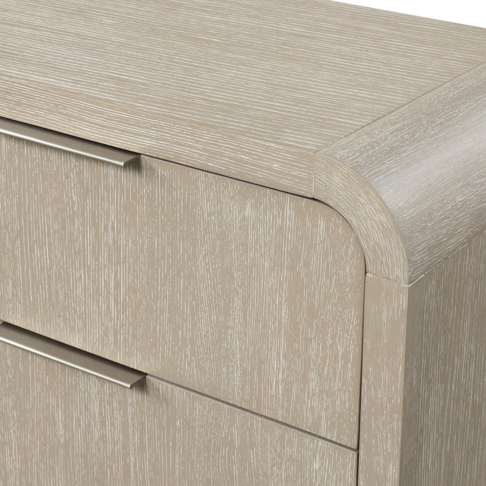 Tavari Contemporary 2-Drawer Wood Nightstand, Light Gray. Picture 6