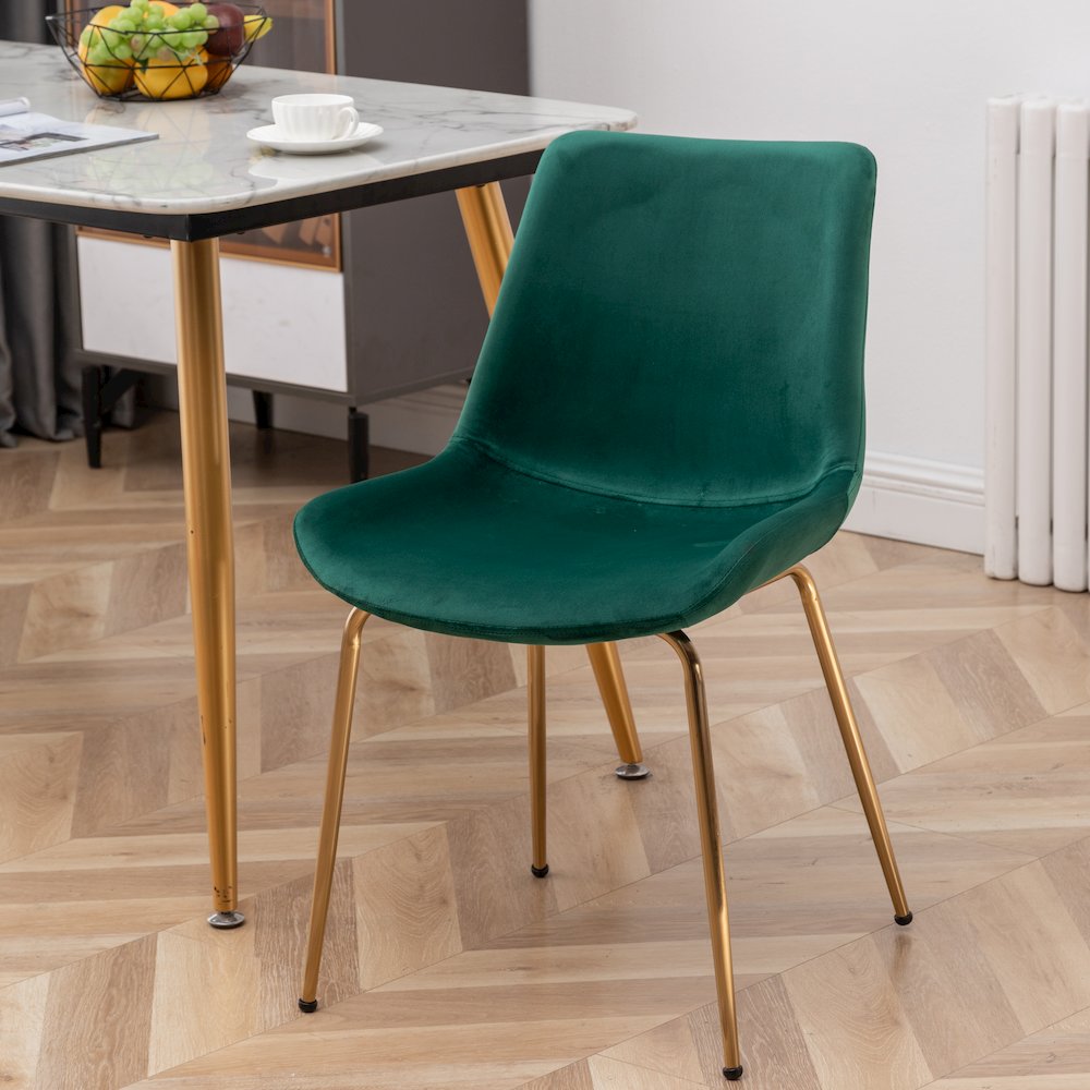Aufurr Modern Velvet Dining Chair, Set of 2, Green. Picture 4