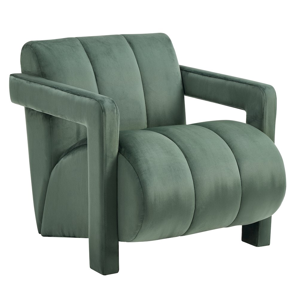 Velmor Contemporary Velvet Accent Armchair, Green. Picture 1