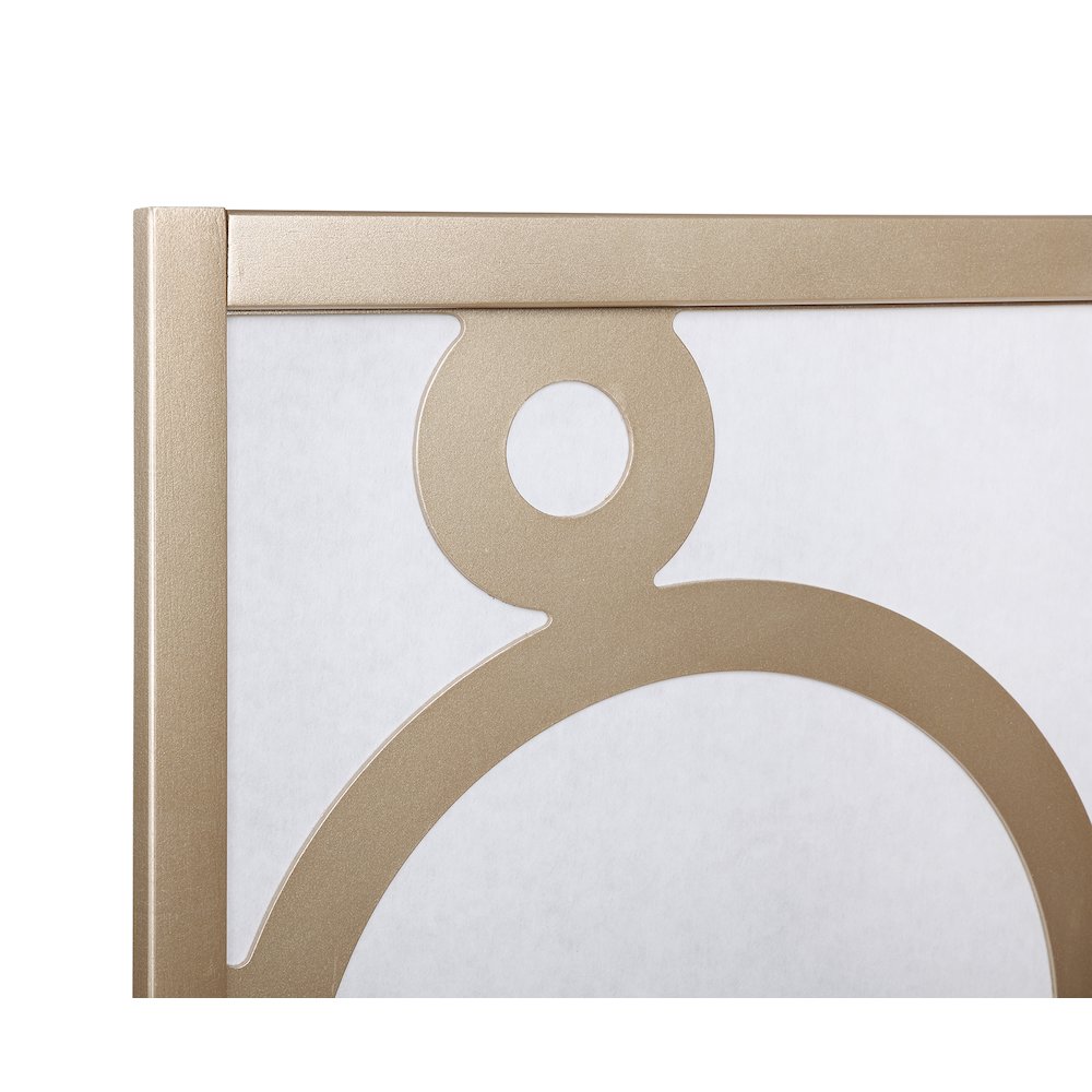 Arvada 4-Panel Wood Room Divider with Circle Pattern, Gold. Picture 4
