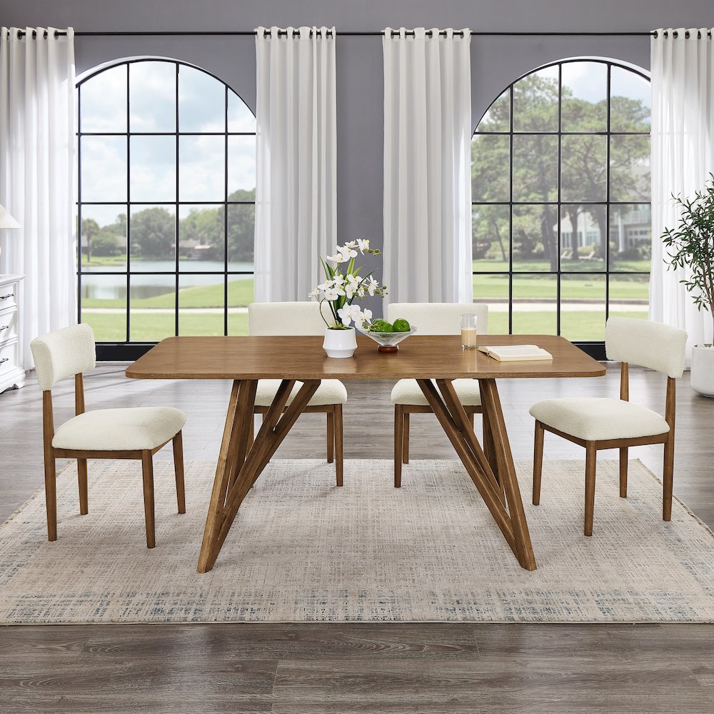 Axler 5-Piece Dining Set,Tripod-Cross DiningTable with 4Stylish Chairs,Light Oak. Picture 3