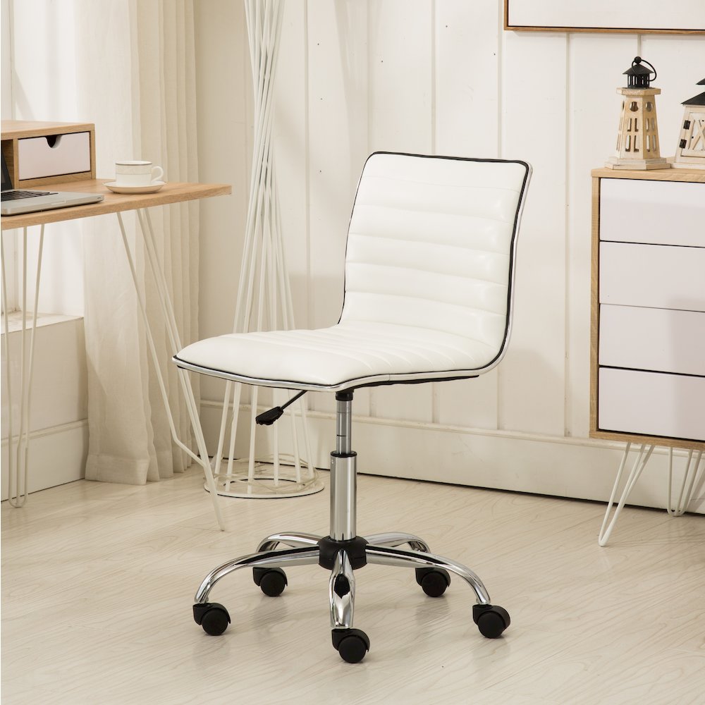 Fremo Chromel Adjustable Air Lift Office Chair in White. Picture 9