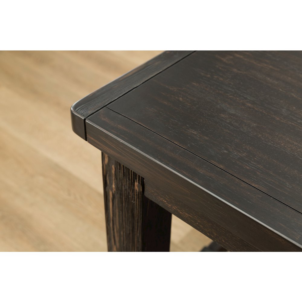 Lotusville Antique Black Finish Rectangular Wood Counter Height Dining Table. Picture 5