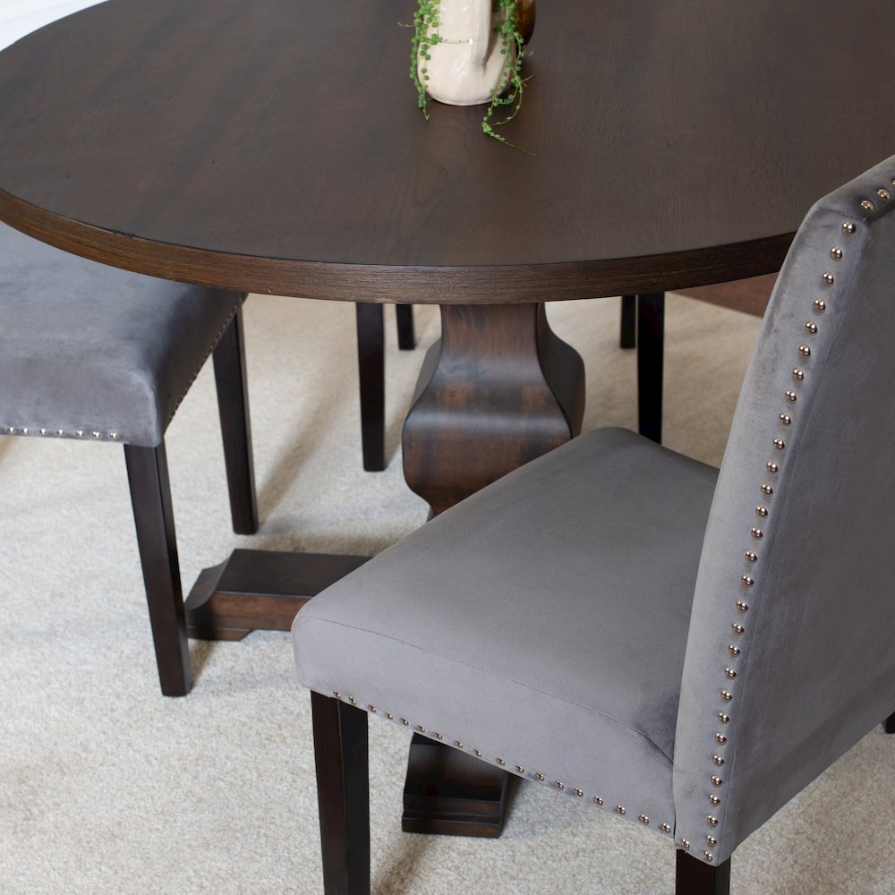 Fordsville 5-Pc Dining Set, Pedestal Round Table with 4 Stylish Chairs, Gray. Picture 6