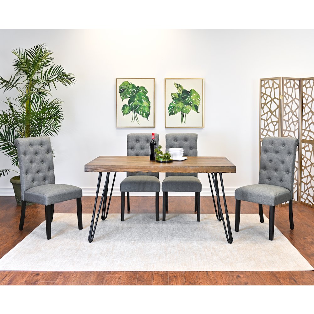 Ashford 7-Pc Dining Set, Hairpin Dining Table with 6 Chairs, Gray. Picture 6