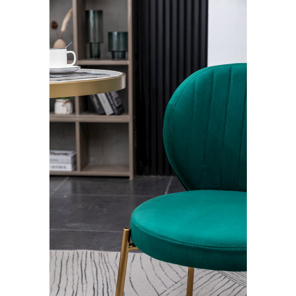 Amoa Contemporary Velvet Upholstery Dining Chair, Green, Set of 2. Picture 14