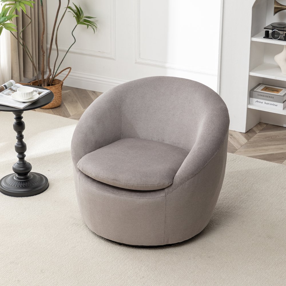 Winnie Modern Barrel Chair, 360° Swivel. Picture 10