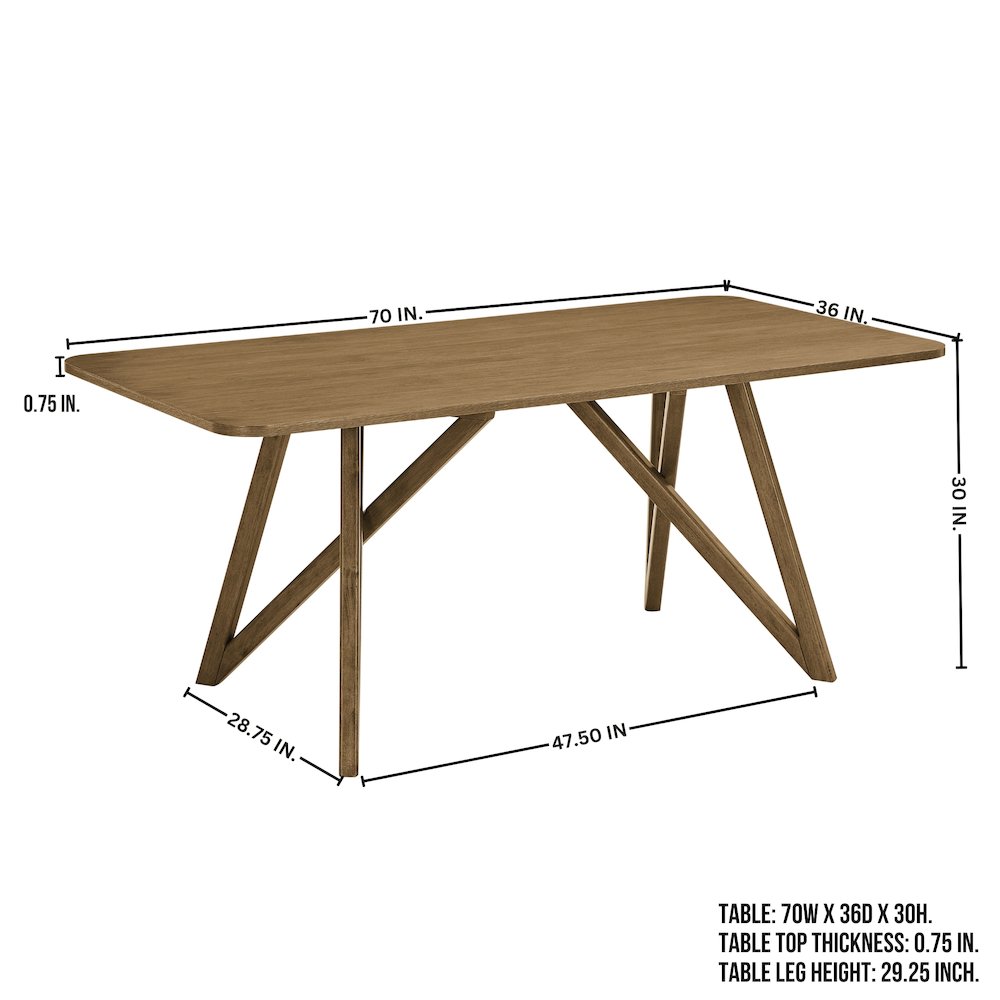Axler 7-Piece Dining Set,Tripod-Cross DiningTable with 6Stylish Chairs,Light Oak. Picture 13