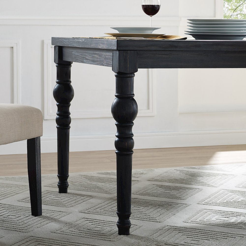 Leviton Urban Style Dark Wash Wood Dining Set: Table, 4 Chairs and Bench, Gray. Picture 4