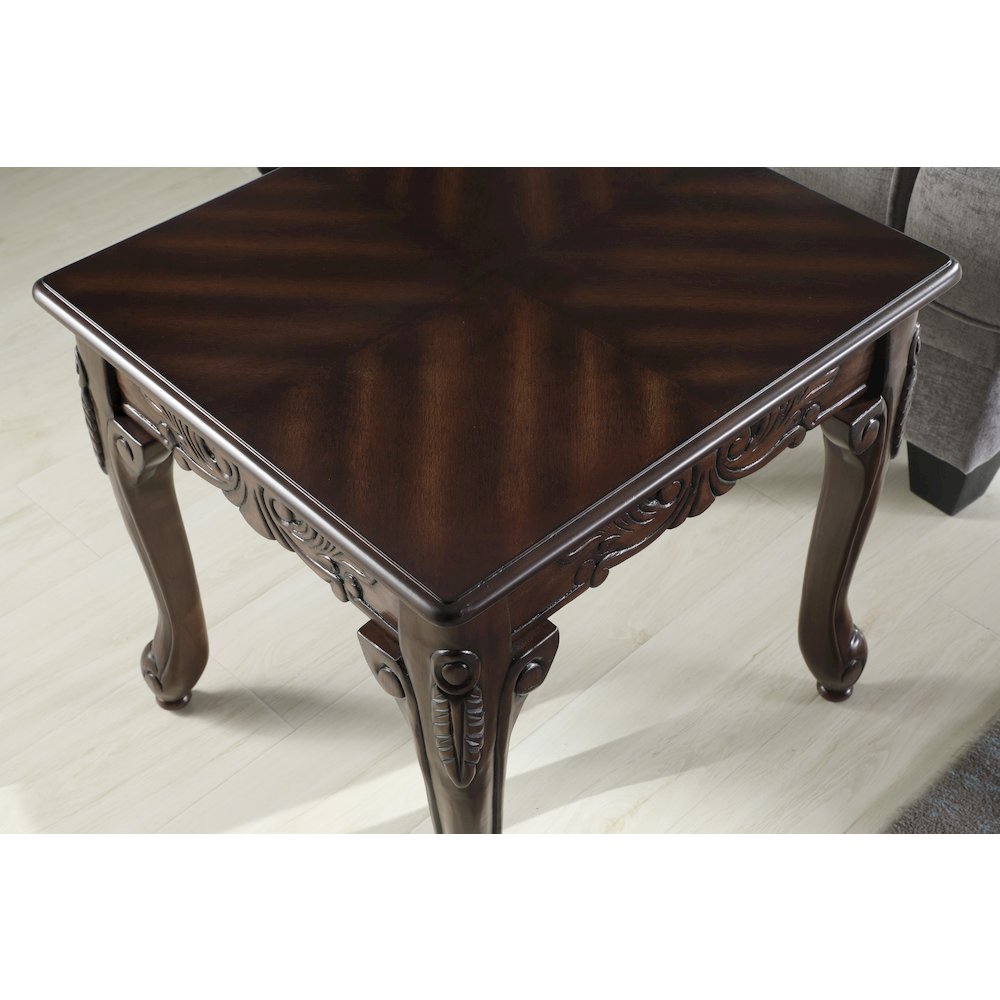 Blush Traditional Ornate Detailing Dark Cherry Finish Wood End Table. Picture 5