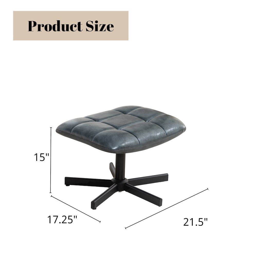 Arlena 2-Piece Seating Set, Faux Leather Tufted Accent Chair and Ottoman, Blue. Picture 15