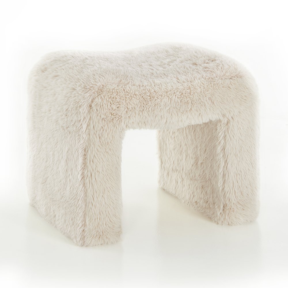Zorya Contemporary Faux Fur U-Shaped Ottoman, Set of 2. Picture 1