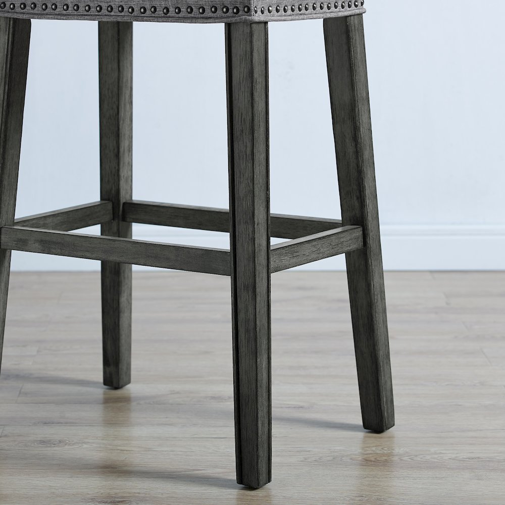 CoCo Upholstered Backless Saddle Seat Bar Stools 29" height Set of 2, Gray. Picture 4