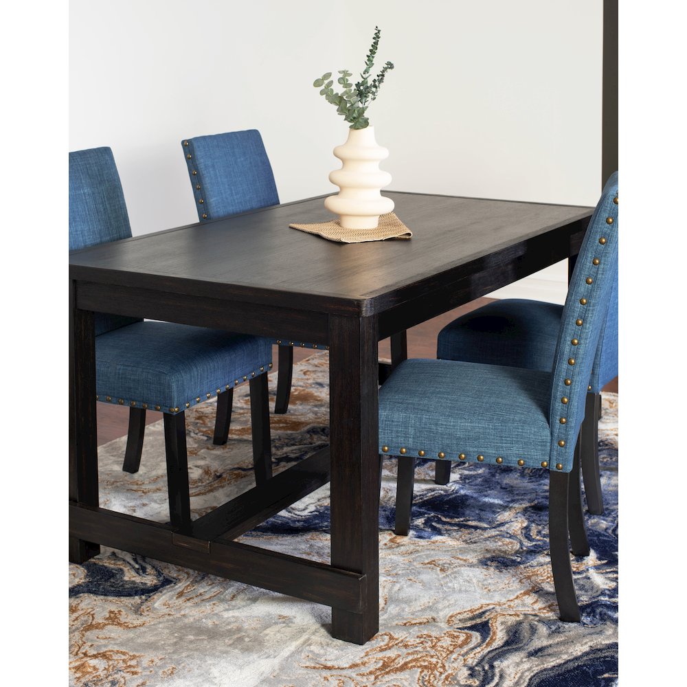 6-Piece Dining Set, Dining Table with 4 Stylish Chairs and a Bench, Blue. Picture 6